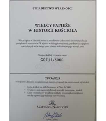 Wielcy Papieże w historii kościoła zestaw 10 medali w etui