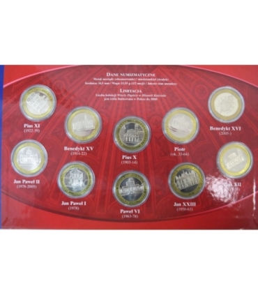 Wielcy Papieże w historii kościoła zestaw 10 medali w etui