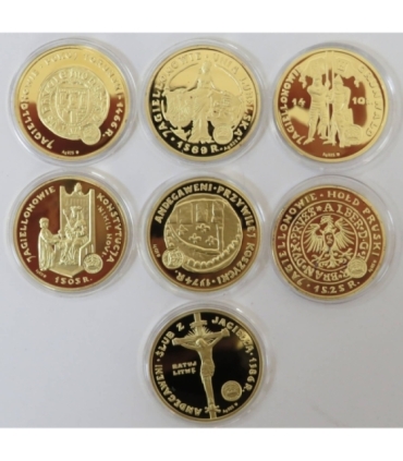 Kolekcja Jagiellonowie - 7 szt. + etui, srebro Ag925, 7 x 14,14g