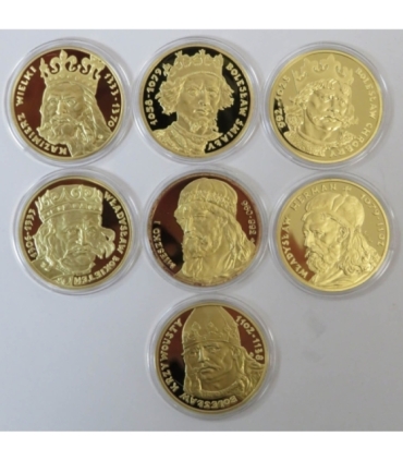 Kolekcja Polska Królewska - 7 szt. + etui, srebro Ag925, 7 x 14,14g