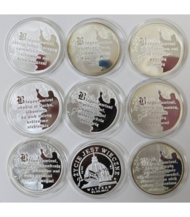 Jan Paweł II beatyfikacja zestaw 9 szt. + etui + certyfikaty