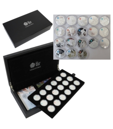 Royal Mint Celebration of Britain 18 szt. x 5 funtów, Srebro Ag925, 28,28g