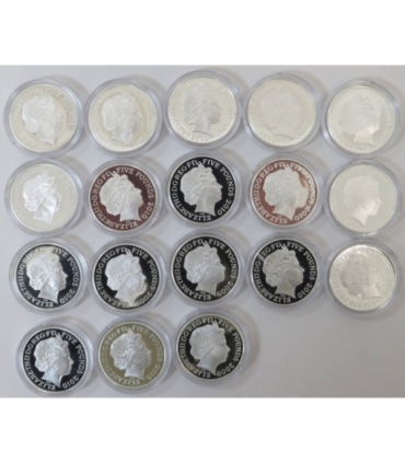 Royal Mint Celebration of Britain 18 szt. x 5 funtów, Srebro Ag925, 28,28g