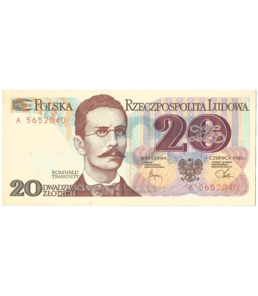 20 zł, Romuald Traugutt, 1982, seria A, 1-/2+