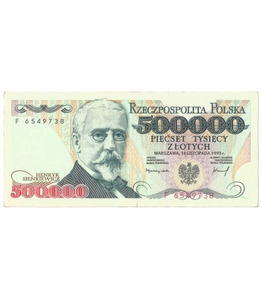 500000 zł Henryk Sienkiewicz 1993, seria F, stan 3