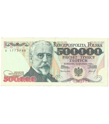 500000 zł Henryk Sienkiewicz 1993, seria F, stan 3