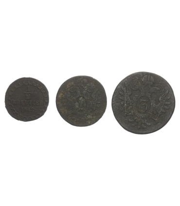 Lot: Austria, 3 krajcary 1800,1 krajcar 1800, 1/2 kracjara 1812