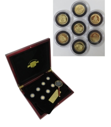 Złoto Au917 7 x 1g - Siedem cudów świata, najmniejsze monety świata