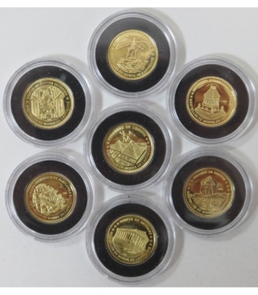 Złoto Au917 7 x 1g - Siedem cudów świata, najmniejsze monety świata