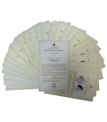 24 x medal Jan Paweł II, srebro, + kaseta + certyfikaty