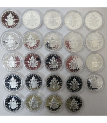 24 x medal Jan Paweł II, srebro, + kaseta + certyfikaty