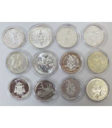 Srebrne monety Watykan, 11 sztuk, 1969-1989, Jan Paweł II