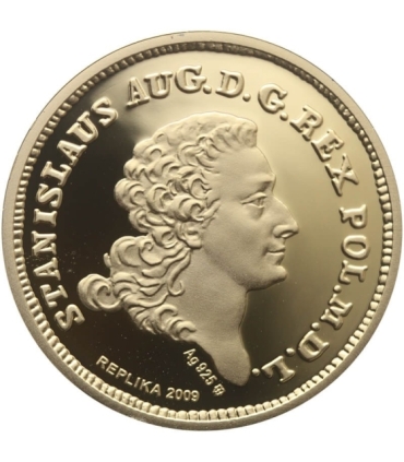 Replika dwuzłotówki Stanisława Augusta Poniatowskiego, 1766, srebro złocone