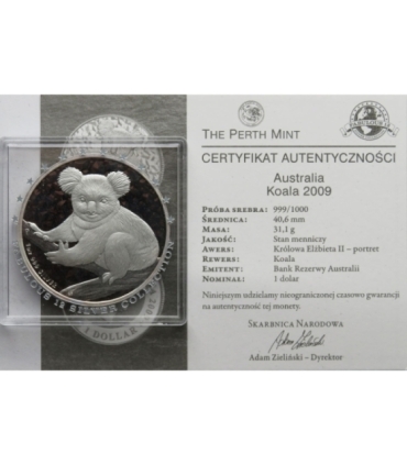 Australia, 1 dolar, Koala, 2009, srebro Ag999, 1OZ