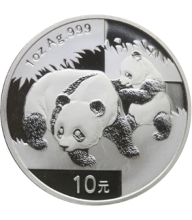 Chiny 10 YUANÓW 2008 Panda 1 uncja Ag 999