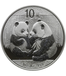 Chiny 10 YUANÓW 2008 Panda 1 uncja Ag 999