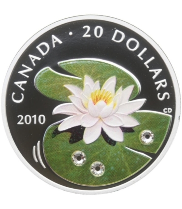 Kanada 20 dolarów, 2010 Dzikie kwiaty - lilia wodna, srebro Ag999