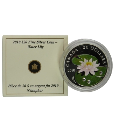 Kanada 20 dolarów, 2010 Dzikie kwiaty - lilia wodna, srebro Ag999
