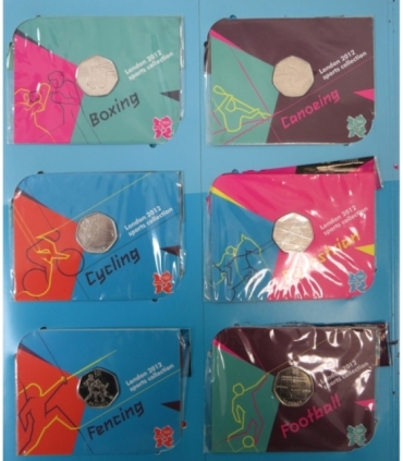 Kompletny zestaw 30 monet 50 pence Igrzyska olimpijskie Londyn 2012 w albumie kolekcjonerskim