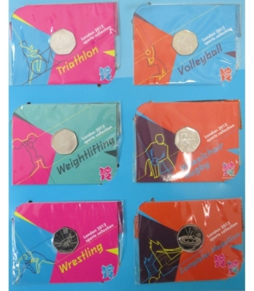 Kompletny zestaw 30 monet 50 pence Igrzyska olimpijskie Londyn 2012 w albumie kolekcjonerskim