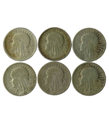 LOT 6 x 2 złote głowa kobiety 1932-1934