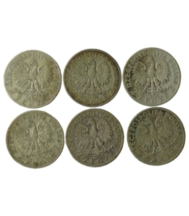 LOT 6 x 2 złote głowa kobiety 1932-1934