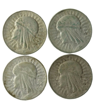 Lot: 4 x 10 złotych Głowa kobiety 1932, stan 3