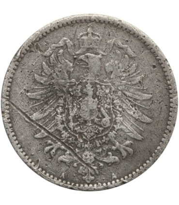 1 marka, Cesarstwo Niemieckie, 1874 A, stan 3+