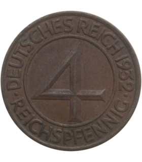 Niemcy 4 reichsfenigi, 1932, A, 3+, ładna