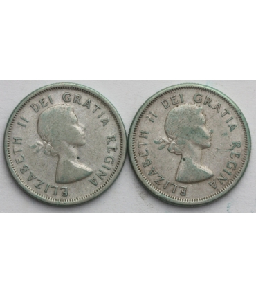 Kanada, Lot: 2 x 25 centów, srebro, 1955, 1963