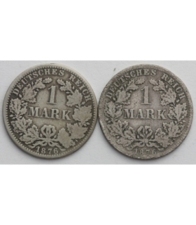 Lot: 2 x 1 Marka 1876, A i H, stan 3/3-, srebro