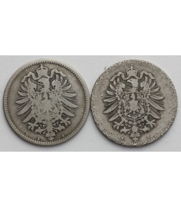 Lot: 2 x 1 Marka 1876, A i H, stan 3/3-, srebro