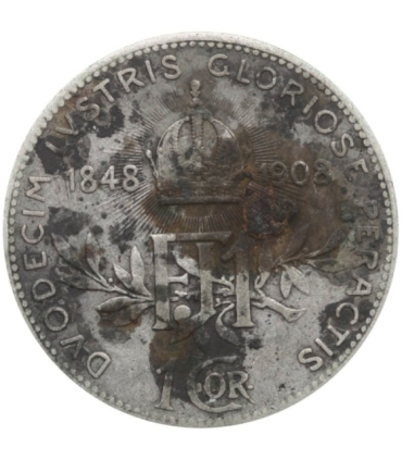 Austria 1 korona, 1908, 60-lecie panowania, srebro