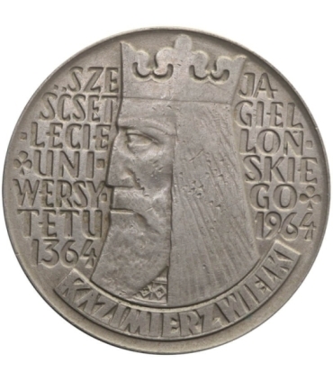 10 zł Kazimierz Wielki - napis wklęsły, 1964,  stan 2-/3+