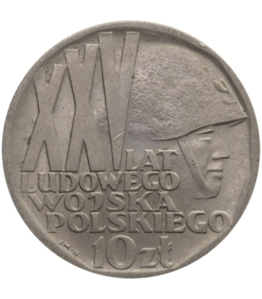 10 zł XXV lat Ludowego Wojska Polskiego, 1968, stan 2-/3+