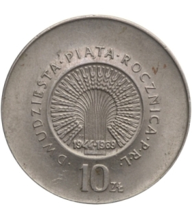 10 zł Dwudziesta piąta rocznica PRL, 1969, stan 2-/3+