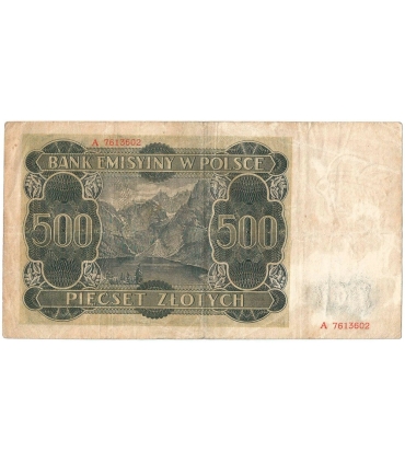 Banknot 500 złotych 1940 stan 3-, Ser. A, Góral