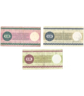 Lot: Zestaw 3 bonów towarowych, 5, 10, 20 centów, 1979 stan 3-