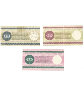 Lot: Zestaw 3 bonów towarowych, 5, 10, 20 centów, 1979 stan 3-/4+