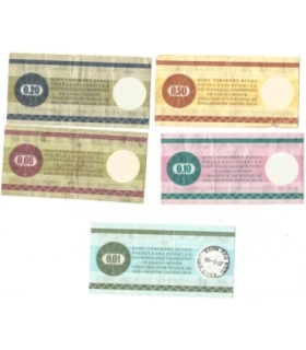 Lot: Zestaw 5 bonów towarowych, 1, 5, 10, 20, 50 centów 1979 stan 3-