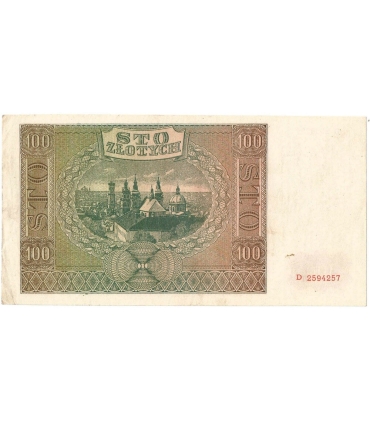 Banknot 100 złotych 1941 stan 2+, Ser. D