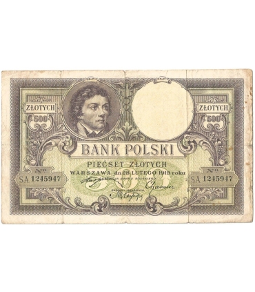 500 zł Kościuszko 1919, seria. SA., stan 4