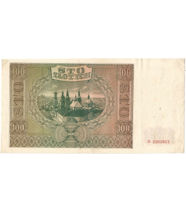 Banknot 100 złotych 1941 stan 2, Ser. D
