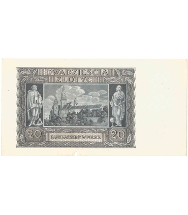 Banknot 20 złotych, 1940, seria K, stan 3