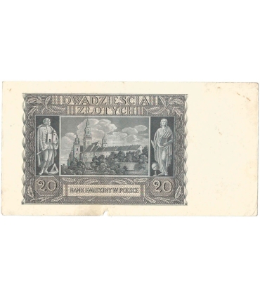 Banknot 20 złotych, 1940, seria K, stan 3