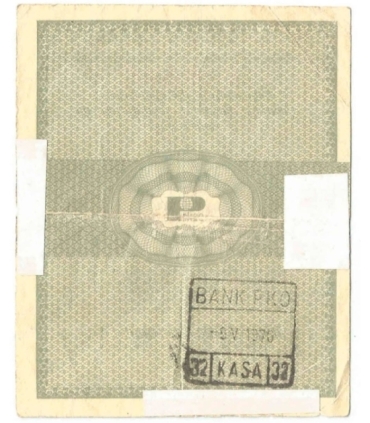 Bon towarowy 1 cent 1960, seria BI, stan 3-