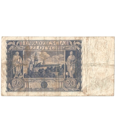 Banknot 20zł, 1936r, seria BT stan 4+