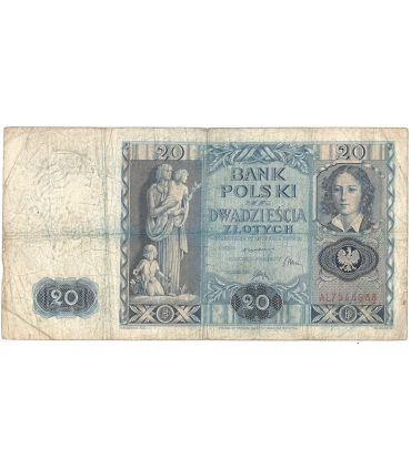 Banknot 20zł, 1936r, seria AL stan 4