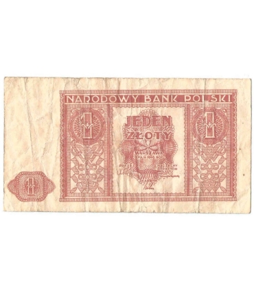 Banknot 1 złoty 1946 rok - stan 4+