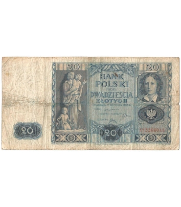 Banknot 20zł, 1936r, seria AY stan 4